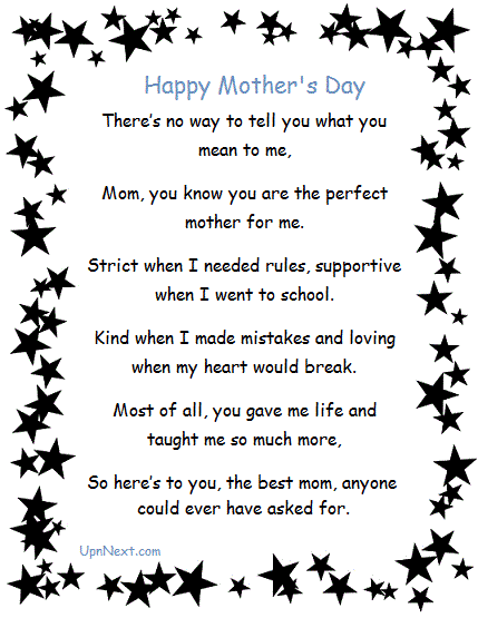 Mothers Day Poem from Son or Daughter
