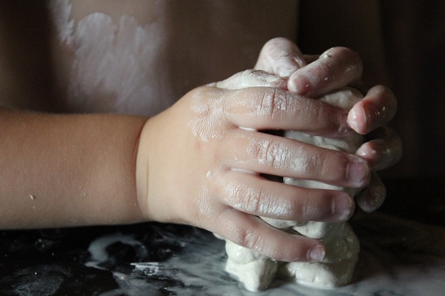 molds and shapes with natural clay